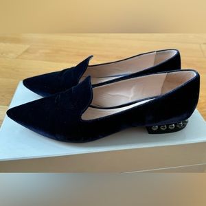 NICHOLAS KIRKWOOD pearl velvet navy flats